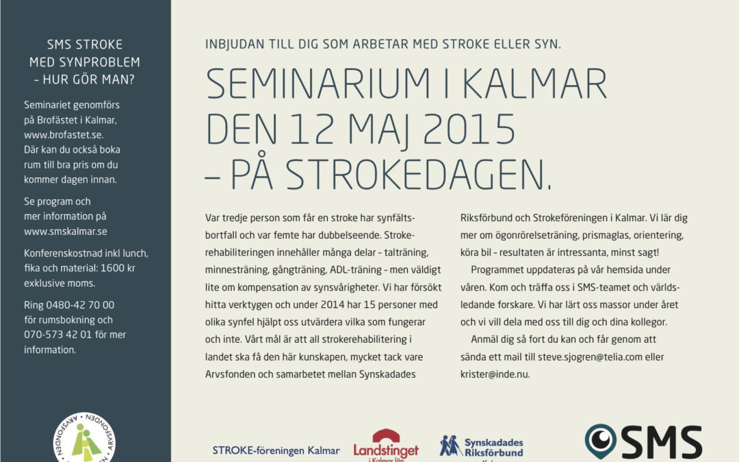 Seminarium i Kalmar den 12/5 2015 – på Strokedagen